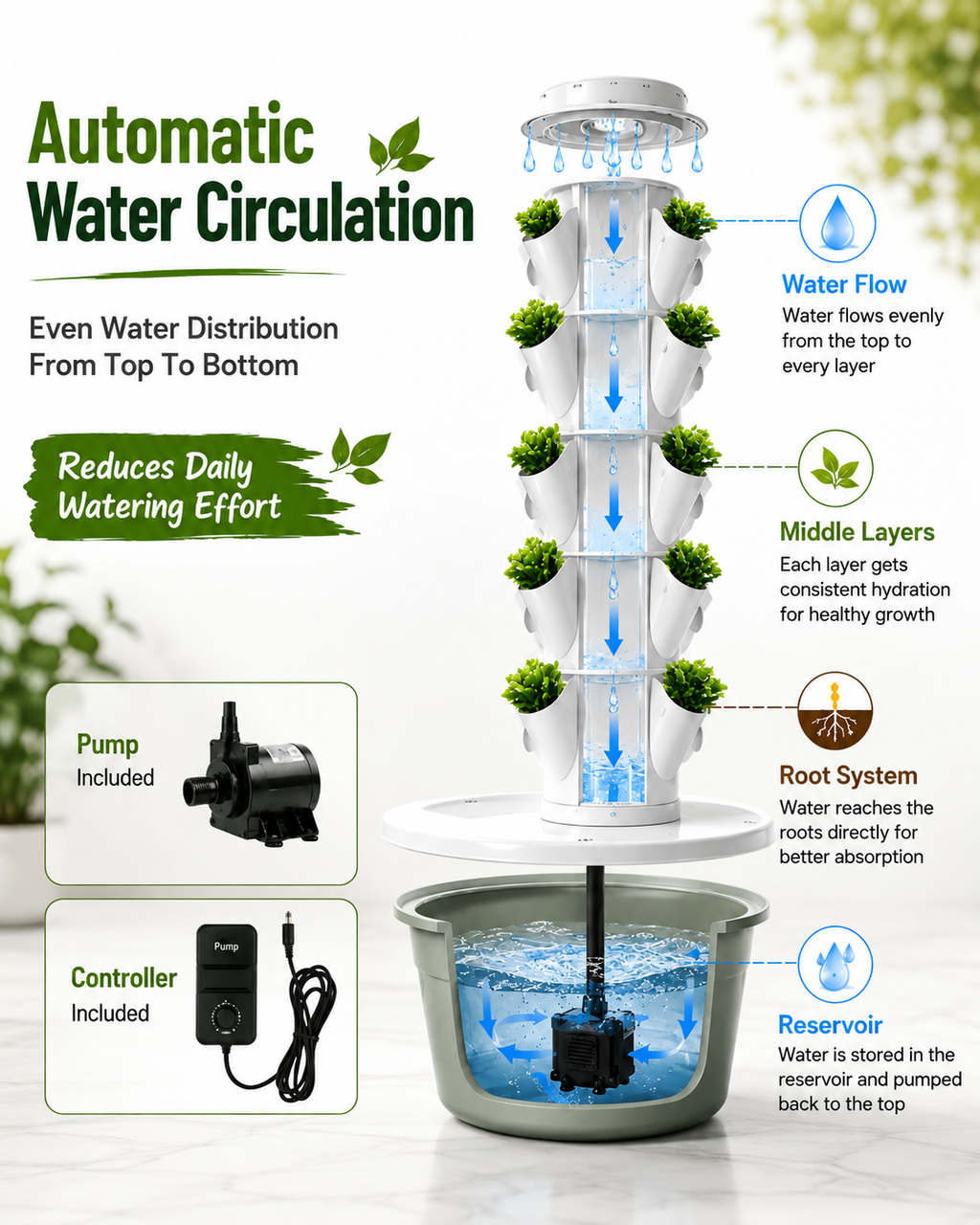 Hydroponic Growing Tower – Vertical Indoor Garden System