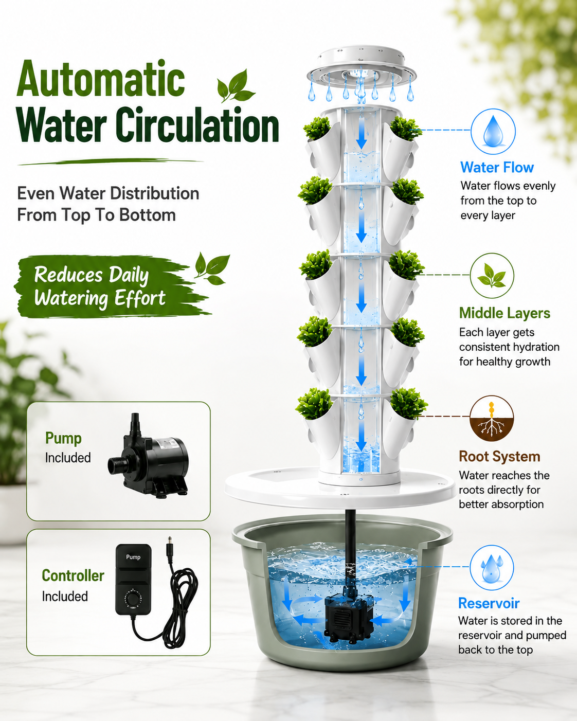Hydroponic Growing Tower – Vertical Indoor Garden System