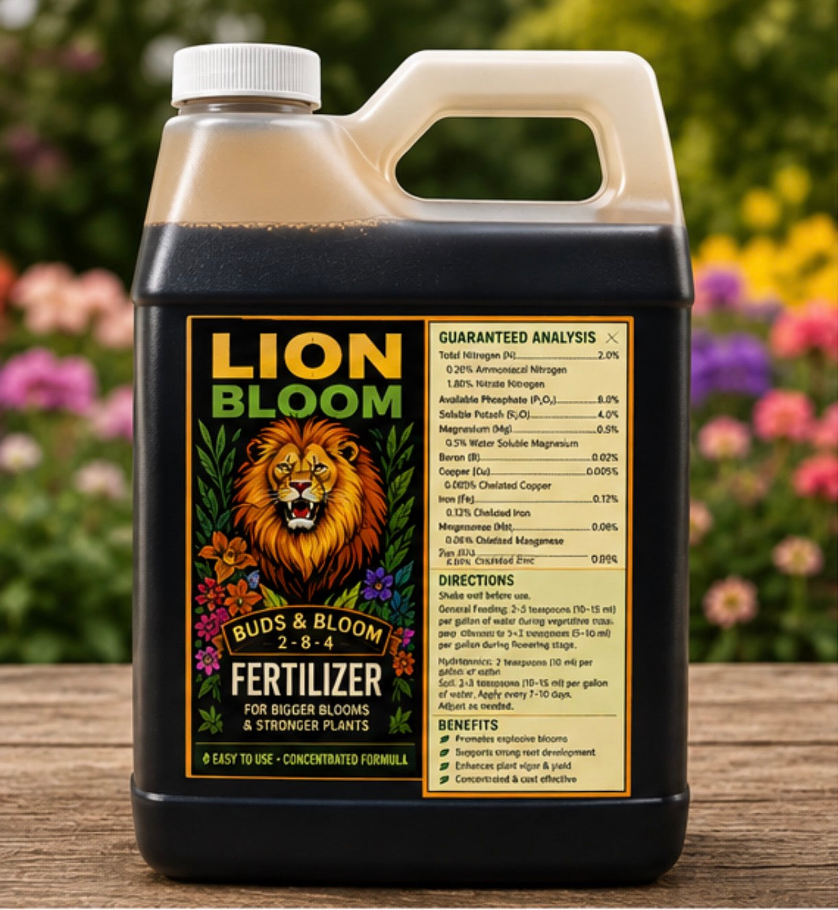 Lion Bloom Hydroponic Fertilizer – 1 Qt | Plant Nutrient for Hydroponic & Indoor Gardens