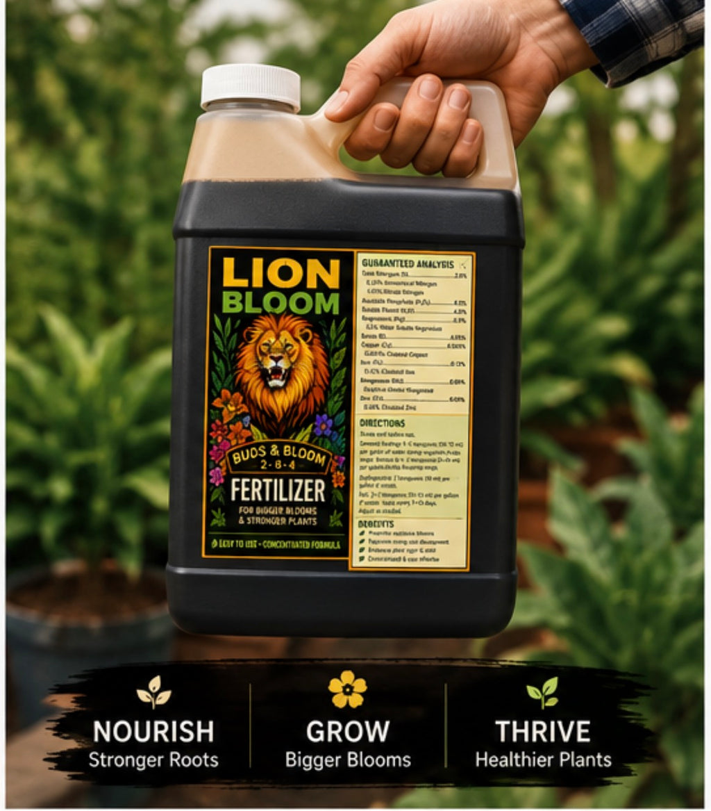 Lion Bloom Hydroponic Fertilizer – 1 Qt | Plant Nutrient for Hydroponic & Indoor Gardens