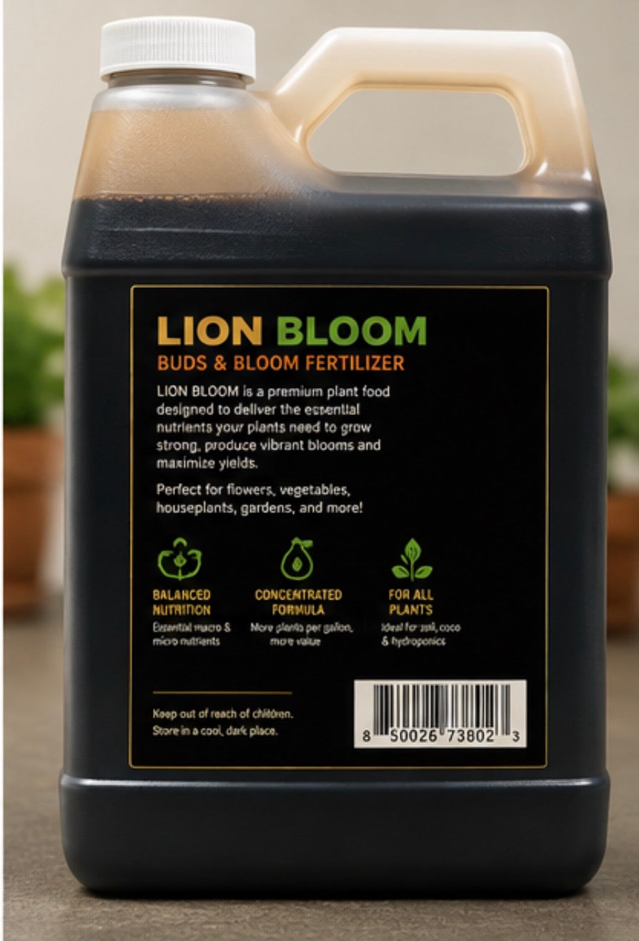 Lion Bloom Hydroponic Fertilizer – 1 Qt | Plant Nutrient for Hydroponic & Indoor Gardens