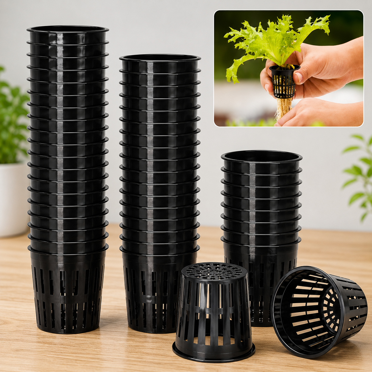 60-Piece 2-Inch Hydroponic Net Pots – Reusable Slotted Grow Baskets