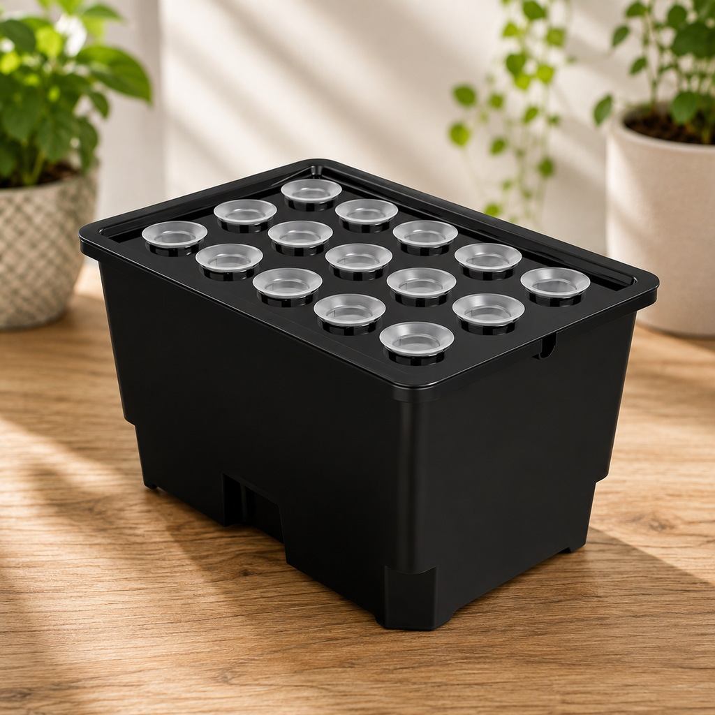 15-Cup Hydroponic Growing Kit – Reservoir Grow Tray & Net Pots