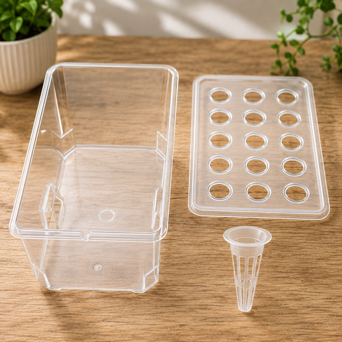 15-Cup Hydroponic Growing Kit – Reservoir Grow Tray & Net Pots