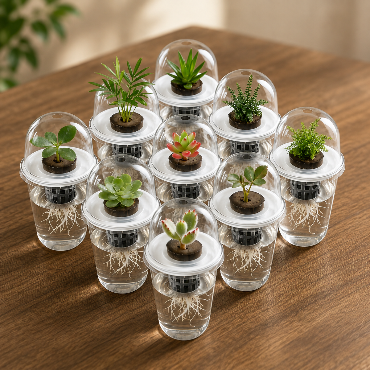 Hydroponic Seed Starter Kit – 8 Self-Watering Planting Pots with Grow Domes