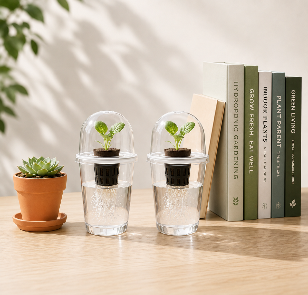 Hydroponic Seed Starter Kit – 8 Self-Watering Planting Pots with Grow Domes