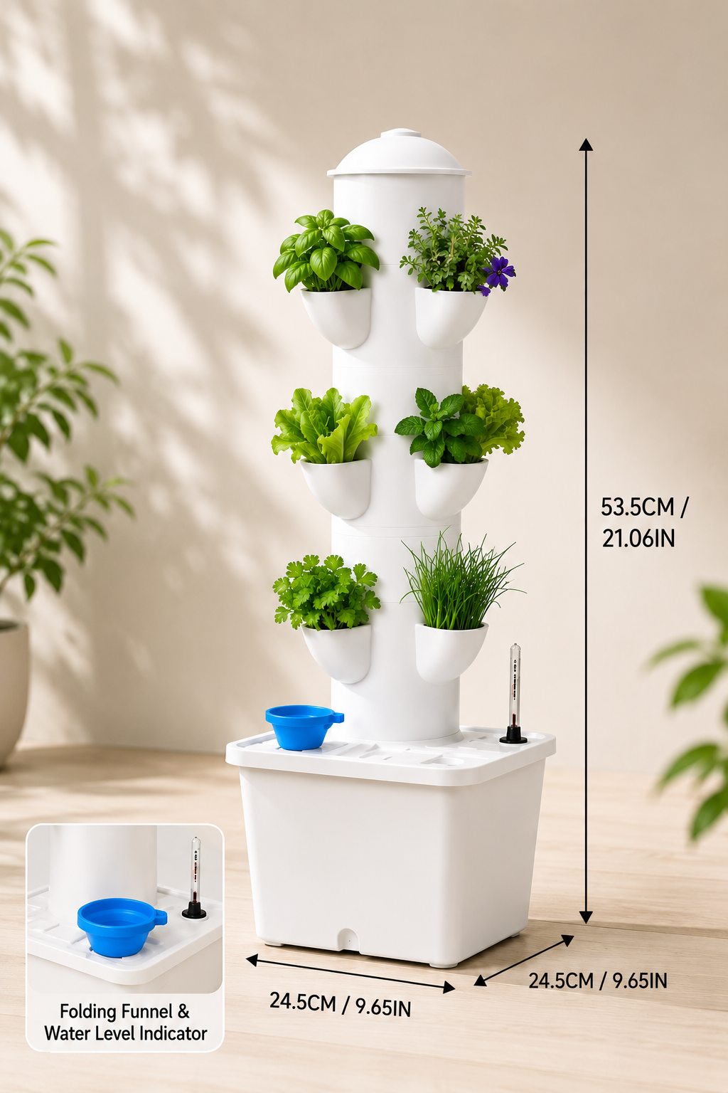 3-Tier Hydroponic Starter Tower – Compact Vertical Garden